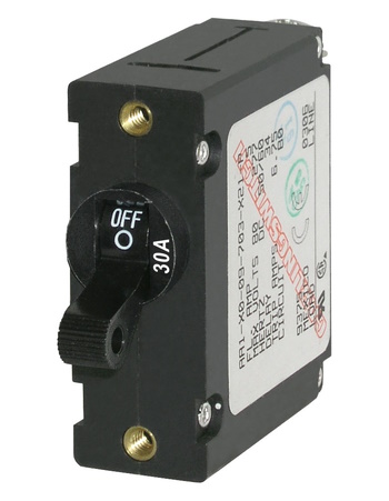 A-Series Black Toggle Circuit Breaker - Single Pole - 30 Amps
