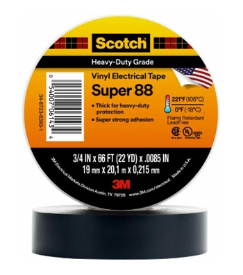 3M Super 88 Vinyl Electrical Tape 3/4" - Black