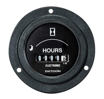 Round/Black Engine Hour Meter - 10-80V