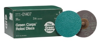 Green Corps "Roloc" Discs - 50 Grit - 3" - 25/pack